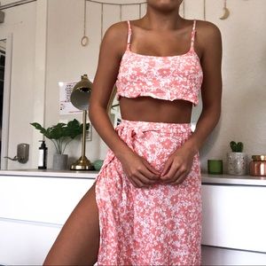 Soft Tropical Two Piece Dress Set